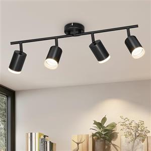 VEKIDOT Faretti LED da Soffitto Nero Orientabili 4 Luci - Faretti LED Interno GU10 - Lampadario Soffitto per Camera da Letto Soggiorno - Lampadina Non Inclusa