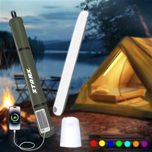 SELORSS X ZTARX Luci da Campeggio Solari RGB, Bastone Luminoso Gonfiabile Pieghevole a LED, Luce da Tenda Ricaricabile USB Portatile Impermeabile IP66 per Esterni 4000 mAh, per Esterni/Interni