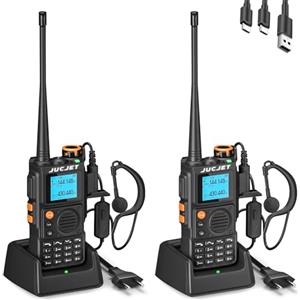 JUCJET K6 Walkie Talkie, Walkie Talkie DualBand con accoppiamento a un tasto, 999 canali, riduzione del rumore vocale, radio ricaricabile ad alta potenza da 2600 mAh per avventure all'aperto(2 pezzi)