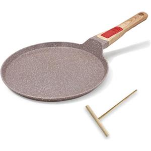 RANX INGST Padella per Crepes Ø20cm con Maniglia Rimovibile, Rivestimento in Ceramica Antiaderente, Crepiera con Distributore di Impasti - Marrone