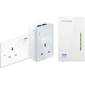 TP-LINK TL-WPA4220KIT Ripetitore Wi-Fi/Hotspot Powerline AV500, 300 m, con due porte Ethernet, kit starter/confezione doppia (facile configurazione, Wi-Fi Clone per Smartphone/Tablet/Laptop) AV600
