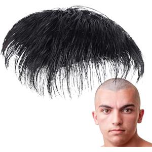 Generic Patch per capelli da uomo | Parrucca Topper da uomo corta nera naturale, estensioni dei capelli, topper corto con clip per parrucchino in veri capelli umani, aspetto naturale per uomo e uomo da indoss