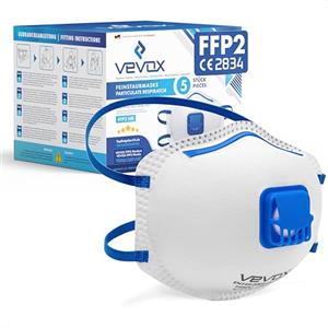 VEVOX® Mascherina FFP2 - Set da 5 - Maschera antipolvere con valvola
