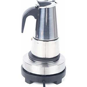 Froulaland Caffettiera Italiana Caffettiera Espresso In Acciaio Inox Caffettiera Elettrica, Con Fornello Elettrico, Stile Espresso Sicuro Finitura Argento 220V