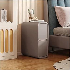 BAUBUY Comodino stretto con 2 cassetti Comodino in pelle in microfibra Tavolino da divano sottile minimalista per piccoli spazi Mobili per camera da letto