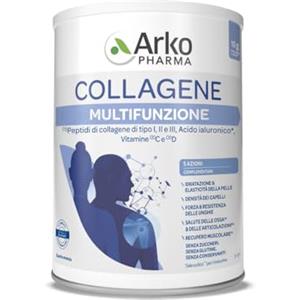 Arkopharma Collagene Multifunzione - Integratore Alimentare in Polvere con Peptidi di Collagene tipo I, II e III Acido Ialuronico, Vitamine C e D per Pelle, Articolazioni e Ossa. Confezione da 260g