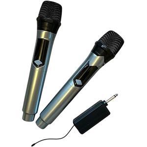 AntDau71® - Set 2 Microfoni Wireless UHF con Display Digitale, Ricevitore a Batterie, Portata 60m, Audio HD, per Karaoke, Feste, Canto e Conferenze - CW959