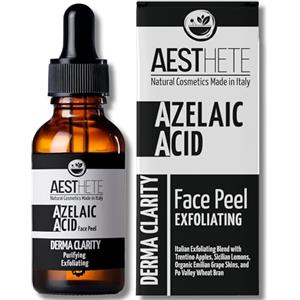 Aesthete 100ml Peeling Viso Esfoliante Con Acido Azelaico 10% e Acidi Della Frutta Italiani Per Pelle Grassa Mista o Sensibili per Adulti e Adolescenti Azelaic Acid Per Pori Dilatati Brufoli Punti Neri e Acne