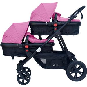babyfivestar PASSEGGINO DOPPIO/GEMELLARE 2in1 NERO E ROSA PER DUE BAMBINI FRATELLI STROLLER