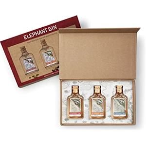 Elephant Gin, Set Gin Mignon Confezione Regalo, 150ml, con London Dry Gin, Sloe Gin, Navy Strength Gin, con Botaniche dall'Africa, Ideale per Gin Tonic Premium e Cocktail Ricercati, Idea Regalo