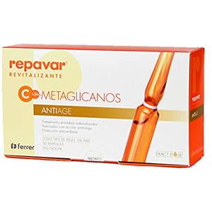 Repavar Rivitalizzante - Siero Metaglicano Anti-Età ad Azione Ridensificante - A base di Vitamina C - Pelle più Giovane, Compatta e Luminosa - 30 Fiale da 1 ml