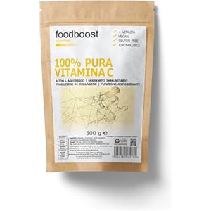 foodboost 100% Vitamina C in polvere Pura ½ Kg - foodboost - senza additivi, conservanti, edulcoranti. Per Collagene, supporto immunitario, ossa e articolazioni. marchio di fiducia italiano