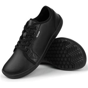 OFFCUP Scarpe Larghe a Piedi Nudi, Black Scarpe minimaliste in Pelle, Uomo Scarpe a Piedi Nudi Larghe, Scarpe da Trail Running Leggere e Confortevoli