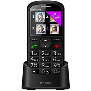 MP myPhone Halo 2 nero, Telefono cellulare per anziani con tasti grandi, pulsante di emergenza SOS, 2,2