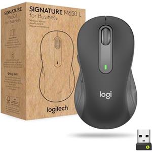 Logitech Signature M650 for Business, Mouse wireless per mani di piccole e medie dimensioni, Logi Bolt, Bluetooth, SmartWheel, Grigio