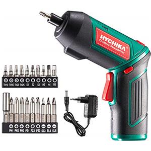 HYCHIKA BETTER TOOLS FOR BETTER LIFE HYCHIKA Avvitatore Elettrico 6N.m, Cacciavite Elettrico (Par max 6 N.m, 3.6 V, 2.0 Ah) Luce a LED come Chiave a Cricchetto, Cavo di Ricarica USB, 20 PCS Accessori, per DIY, Assemblaggio Mobili