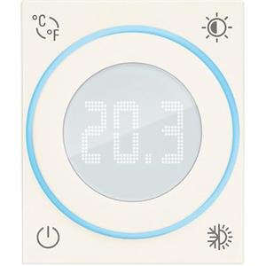 Vimar 30810.B Termostato Smart a rotella, Linea, uscita a relè, ingresso per sensore temperatura esterna, modalità ON/OFF e PID, retroilluminazione con regolazione intensità, bianco, 2 m