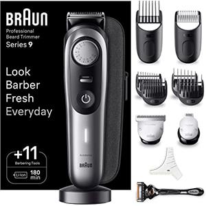 Braun Series 9 RASOIO ELETTRICO BARBA Con lama barba Problade E Strumenti Professionali, REGOLABARBA UOMO 40 Lunghezze, Base Di Ricarica E Custodia Esclusiva, Idea Regalo, BT9440 Grigio