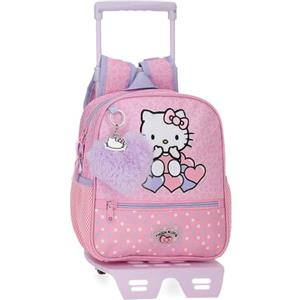 Disney Hello Kitty Hearts & Dots, zaino scolastico, zaino per bambini rosa, realizzato in poliestere, scomparto principale con tasca interna, spalline larghe, ergonomiche e imbottite, Rosa, Zaino 25