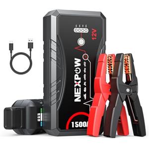 NEXPOW Avviatore Batteria Auto 1500A, Portatile Avviatore Di Emergenza Per Auto, Booster Avviamento Auto Per Motori a Benzina Fino a 7L o Diesel Fino a 5,5L Portatile