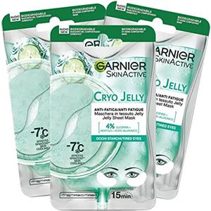 Garnier SkinActive Cryo Jelly Maschera Contorno Occhi in Tessuto Biodegradabile Anti-Fatica Effetto Ghiaccio con Acido Ialuronico Conto Occhiaie Formula Vegana - 5 Confezioni da 1 Applicazione