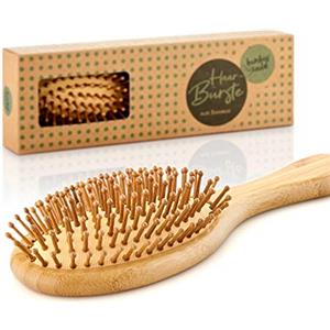 bambuswald© Spazzola Sostenibile, 100% in Bambù, Setole Naturali Antistatiche, Spazzola per Capelli Ricci, Lisci, Lunghi, Corti, Pettinarsi senza Spezzare i Capelli