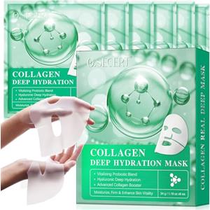 Lemaymay Bio Collagen Real Deep Mask 6 Pezzi, Bio Collagen Mask Overnight, Bio-Collagen Real Deep Mask Overnight Coreane, Maschera Viso Collagene, Anti Wrinkle Lifting, Minimizzazione Dei Pori, Pelle Compatta