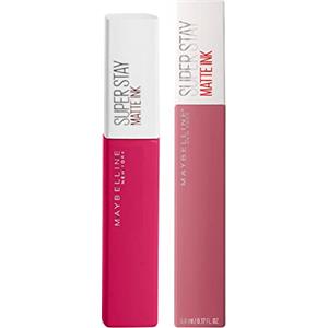 Maybelline New York SuperStay Matte Ink Tinta Labbra ad Effetto Coprente Colore Intenso a Lunga Durata con Applicatore di Precisione a Punta Kit Make Up da 2 Rossetti con 120 Artist e 15 Lover