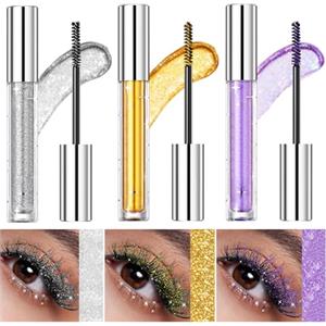 LOPHE Mascara Glitter, 3 Colori Voluminoso Mascara Ciglia, Mascara Colorato Glitterato Impermeabile, per Halloween Natale Festa Occhi Trucco