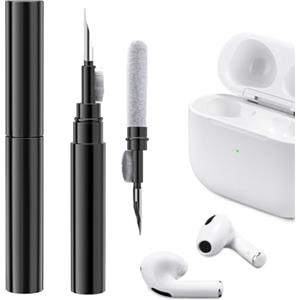 ICARER Clean Kit per AirPods 4 AirPods Pro 2 AirPods Pro AirPods 3, 3 in 1 Kit di Pulizia per Auricolari Multifunzione Strumento Spazzola Morbida Floccaggio Spugna per AirPods iPhone Fotocamera-Nero