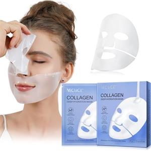 HEXIN Bio Collagen Real Deep Mask, Maschera Viso al Collagene, Maschera Idratante, Bio Collagen Mask Overnight, For Anti Wrinkle Lifting and Firming Skin (6 Pezzi)