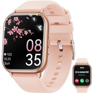 Haulvean Smartwatch Uomo Donna, 1.85'' Orologio Smartwatch Chiamate e Risposta, IP68 Impermeabile Orologio Fitness, Smart Watch con Monitoraggio del Sonno, Fitness Tracker per Android iOS，Rosa