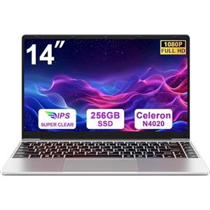 bvate PC Portatile 14 Pollici Laptop Win 11 256 GB ROM Celeron N4020 2.4G+5G WiFi upto 2.8 GHz Supporta l'espansione SSD 1TB 4.2 USB HDMI Tastiera Italiana Membrana Mouse Senza Fili-Sliver