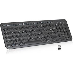 cimetech Tastiera wireless, Layout Italiano QWERTY, 2.4G tastiera USB per computer con tastierino numerico e tasti ergonomici per computer, PC, laptop, tablet, desktop, Android Smart TV (argento)