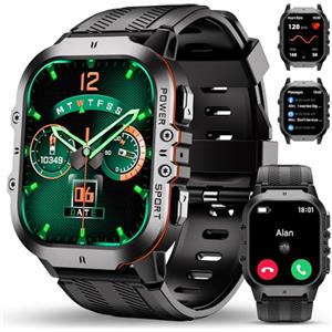 OUKITEL Orologio Smartwatch Uomo BT20 con Funzione Telefono, 5ATM Impermeabile Smartwatch Militare Rugged, 1.96