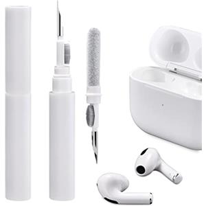 ICARER Clean Kit per AirPods 4 AirPods Pro 2 AirPods Pro AirPods 3, 3 in 1 Kit di Pulizia per Auricolari Multifunzione Strumento Spazzola Morbida Floccaggio Spugna per AirPods iPhone Fotocamera-Bianco