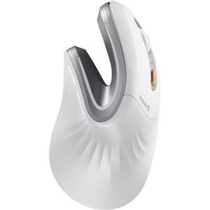 ProtoArc Mouse Ergonomico, EM11 NL Mouse Verticale Senza Fili Mouse Ottico Ricaricabile con 3 Porte Dispositivi (2*Bluetooth &USB), 3 DPI Regolabili per Computer, iPad, Mac, Windows - Bianco