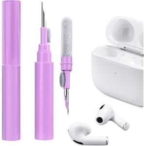 ICARER Clean Kit per AirPods 4 AirPods Pro 2 AirPods Pro AirPods 3, 3 in 1 Kit di Pulizia per Auricolari Multifunzione Strumento Spazzola Morbida Floccaggio Spugna per AirPods iPhone Fotocamera-Viola