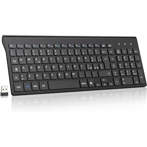 cimetech Tastiera wireless, Layout Italiano QWERTY, 2.4G tastiera USB per computer con tastierino numerico e tasti ergonomici per computer, PC, laptop, tablet, desktop, Android Smart TV (Nero)