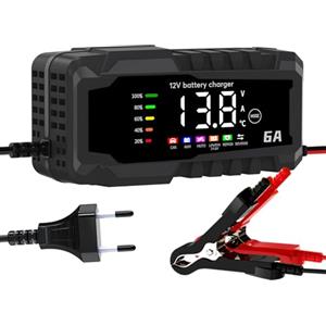 YONHAN Caricabatterie da Auto,6A/12V LiFePO4 Carica Batteria per Auto di Carica Multi Protezioni di Carica Automatico Caricatore Intelligente, Mantenitore Batteria Moto con Schermo LCD Touch Screen