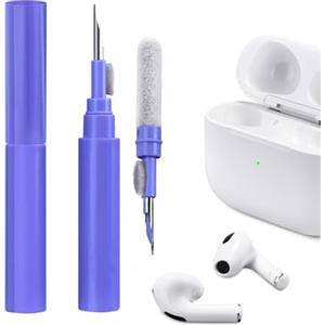 ICARER Clean Kit per AirPods 4 AirPods Pro 2 AirPods Pro AirPods 3, 3 in 1 Kit di Pulizia per Auricolari Multifunzione Strumento Spazzola Morbida Floccaggio Spugna per AirPods iPhone Fotocamera-Blu