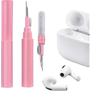 ICARER Clean Kit per AirPods 4 AirPods Pro 2 AirPods Pro AirPods 3, 3 in 1 Kit di Pulizia per Auricolari Multifunzione Strumento Spazzola Morbida Floccaggio Spugna per AirPods iPhone Fotocamera-Rosa