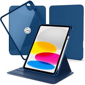 CACOE Cover Custodia Compatibile con iPad 10a Generazione 10.9 Pollici 2022 (A2696 /A2757 /A2777) con Portapenne, Protezione con Rotazione a 360 Gradi Supporto Cover Chiaro Retro, Mare Blu