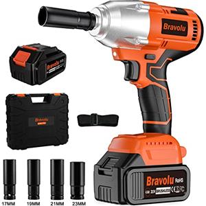 Bravolu Avvitatore ad Impulsi, 21V Brushless 700Nm Avvitatori a Massa Battente 3600 IPM, 4,0Ah Batteria, Mandrino 13mm (1/2