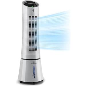 KLARSTEIN Climatizzatore 4in1: raffrescatore evaporativo, ventilatore, umidificatore/ionizzatore, 6L, oscillazione, 30W, 210m³/h, timer, no tubo di scarico, portatile, Klarstein, Argento, Skyscraper Ice Smart