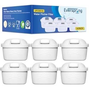 EVERSPRING Filtro per bollitore Compatibile Con Brita Maxtra+, Maxtra Plus, Mavea, Anna Duomax, 6 pezzi