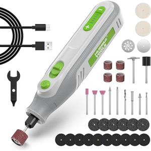 Huepar Tools Huepar Tool Mini Trapano, 4V MAX Utensile Multifunzione a batteria, con 51 Accessori, StrumentiRotativi a 5 Marce (5000 - 25000 giri/min), per Progetti Artigianali e Creazioni Fai da Te