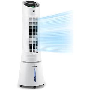 KLARSTEIN Climatizzatore 4in1: raffrescatore evaporativo, ventilatore, umidificatore/ionizzatore, 6L, oscillazione, 30W, 210m³/h, timer, no tubo di scarico, portatile, Klarstein, Bianco, Skyscraper Ice Smart