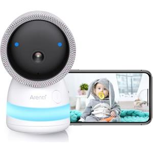 ARENTI 2K/3MP Baby Monitor Video, 355° Videocamera Sorveglianza Interno WiFi per Baby, Baby Monitor con Visione Notturna IR, Rilevamento Umano dell'IA, Audio Bidirezionale, Sensore di Temperatura