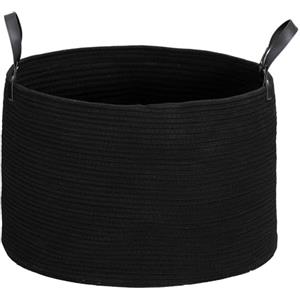 HOMCOM Cesto Portabiancheria da 88L Portatile e Pieghevole con Manici, Cesto Biancheria in Cotone Naturale, Ø56x35.5 cm, Nero